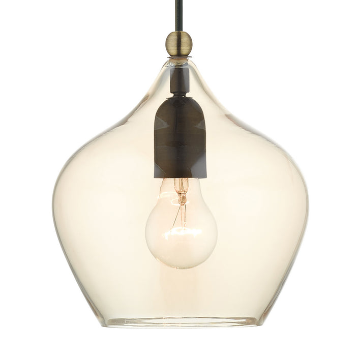 One Light Pendant from the Pendants collection in English Bronze with Antique Brass Accents finish