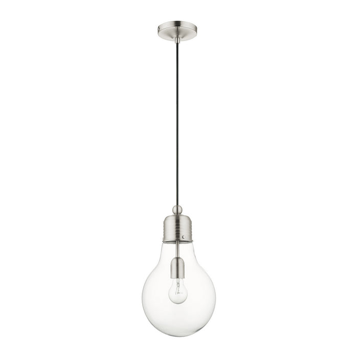 One Light Pendant from the Pendants collection in Brushed Nickel finish