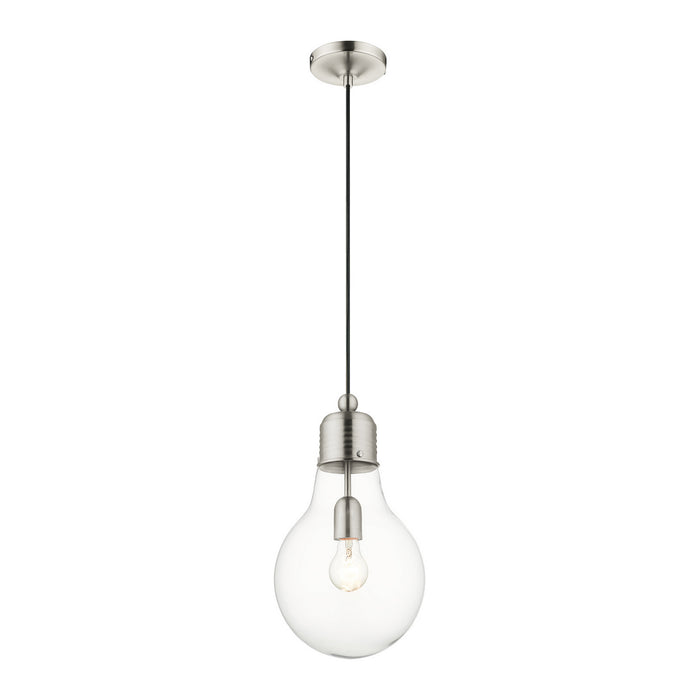 One Light Pendant from the Pendants collection in Brushed Nickel finish