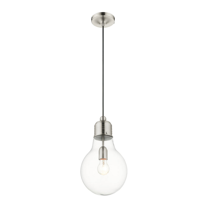 One Light Pendant from the Pendants collection in Brushed Nickel finish