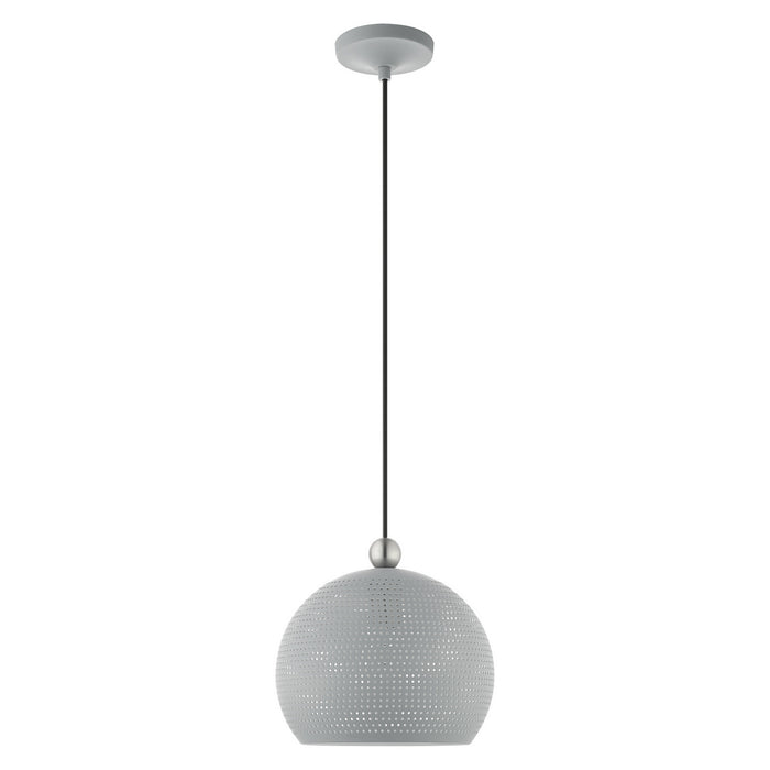 One Light Pendant from the Dublin collection in Nordic Gray with Brushed Nickel Accents finish