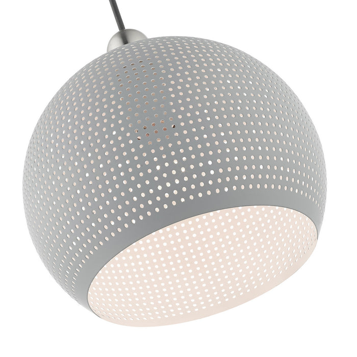 One Light Pendant from the Dublin collection in Nordic Gray with Brushed Nickel Accents finish