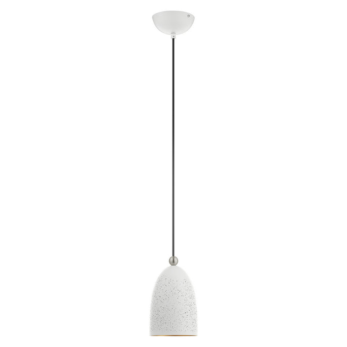 One Light Pendant from the Arlington collection in White with Brushed Nickel Accents finish