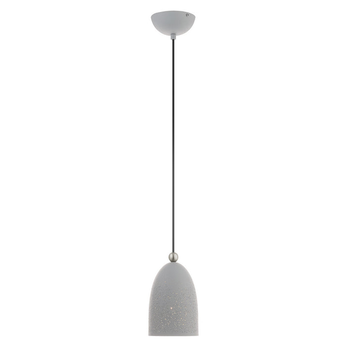 One Light Pendant from the Arlington collection in Nordic Gray with Brushed Nickel Accents finish