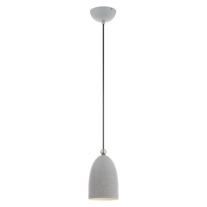 One Light Pendant from the Arlington collection in Nordic Gray with Brushed Nickel Accents finish