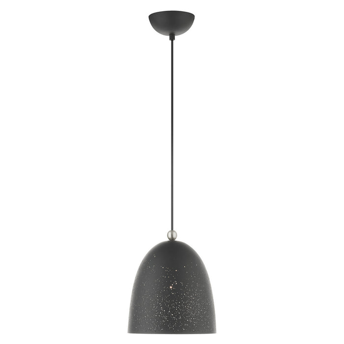 One Light Pendant from the Arlington collection in Scandinavian Gray with Brushed Nickel Accents finish