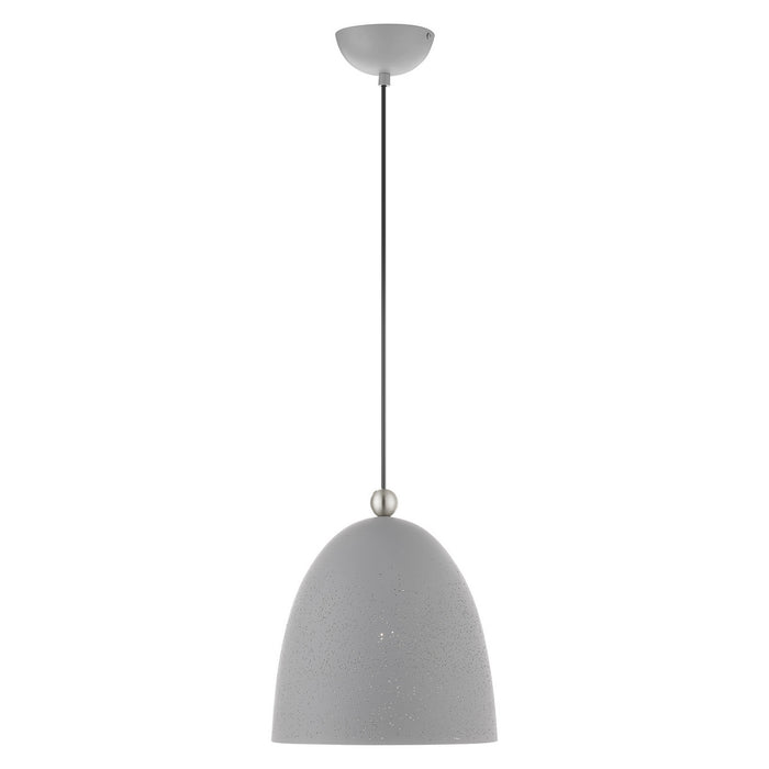 One Light Pendant from the Arlington collection in Nordic Gray with Brushed Nickel Accents finish