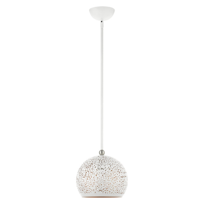 One Light Pendant from the Charlton collection in White with Brushed Nickel Accents finish