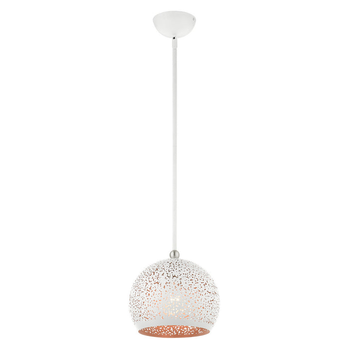 One Light Pendant from the Charlton collection in White with Brushed Nickel Accents finish