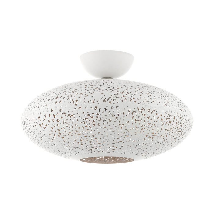One Light Semi Flush Mount from the Charlton collection in White with Brushed Nickel Accents finish