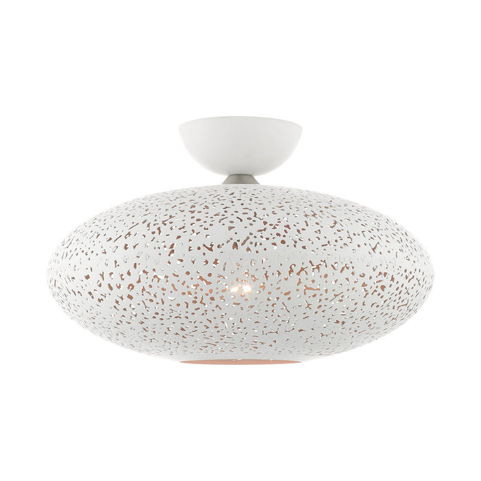 One Light Semi Flush Mount from the Charlton collection in White with Brushed Nickel Accents finish