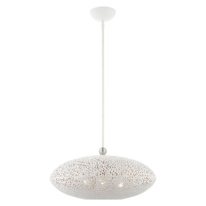 Three Light Pendant from the Charlton collection in White with Brushed Nickel Accents finish