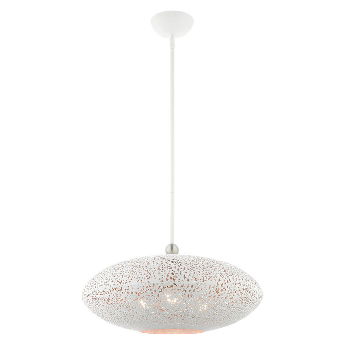 Three Light Pendant from the Charlton collection in White with Brushed Nickel Accents finish