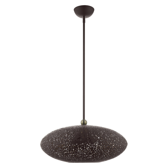 Three Light Pendant from the Charlton collection in Bronze with Antique Brass Accents finish