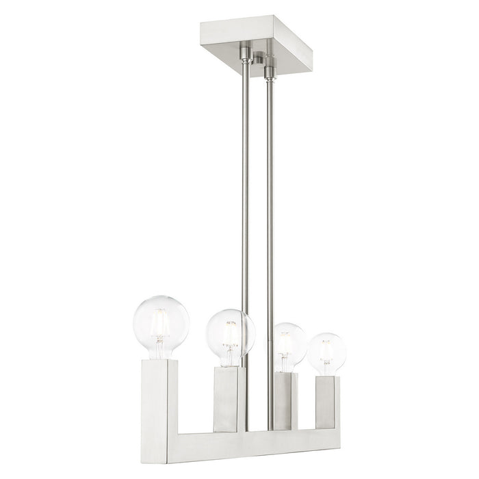 Four Light Linear Chandelier from the Solna collection in Brushed Nickel finish