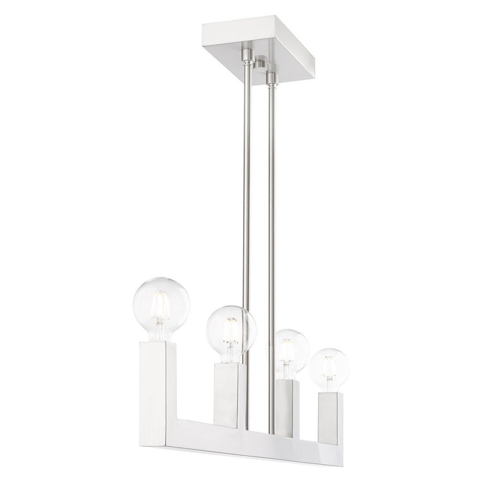 Four Light Linear Chandelier from the Solna collection in Brushed Nickel finish