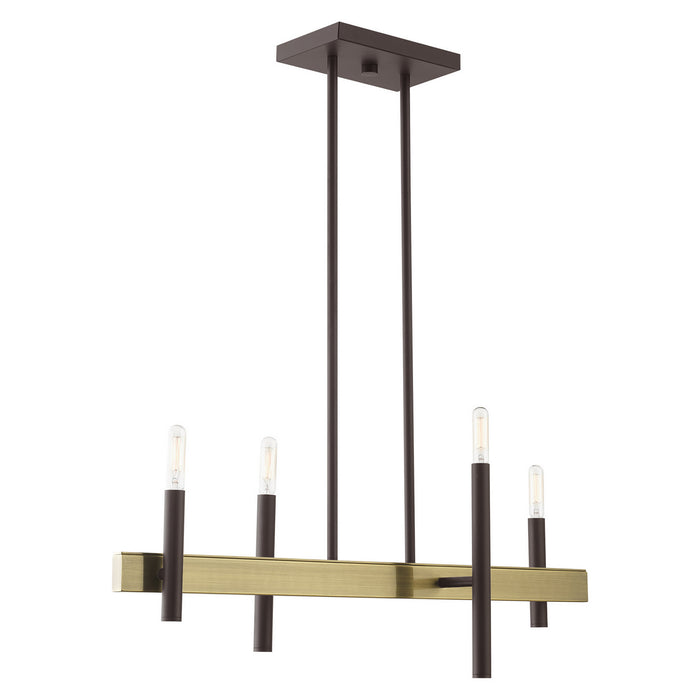 Four Light Chandelier from the Denmark collection in Bronze with Antique Brass Accents finish