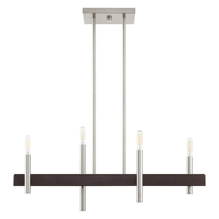 Four Light Chandelier from the Denmark collection in Brushed Nickel with Bronze Accents finish