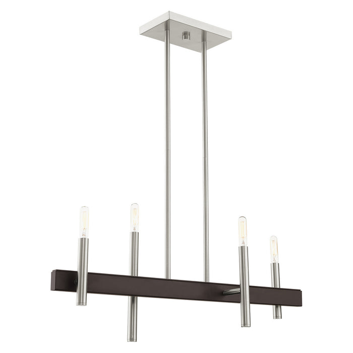 Four Light Chandelier from the Denmark collection in Brushed Nickel with Bronze Accents finish