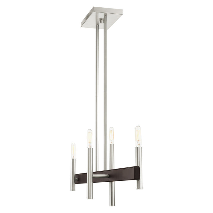 Four Light Chandelier from the Denmark collection in Brushed Nickel with Bronze Accents finish