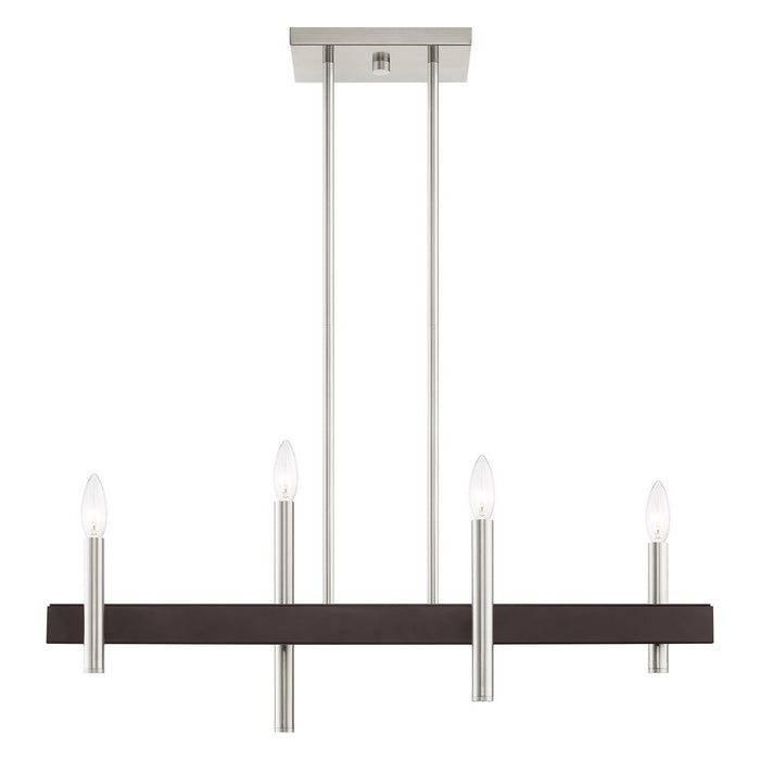 Four Light Chandelier from the Denmark collection in Brushed Nickel with Bronze Accents finish