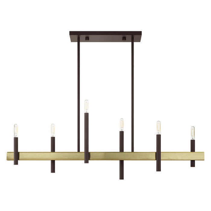 Six Light Chandelier from the Denmark collection in Bronze with Antique Brass Accents finish