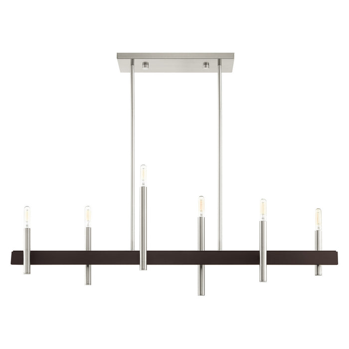 Six Light Chandelier from the Denmark collection in Brushed Nickel with Bronze Accents finish