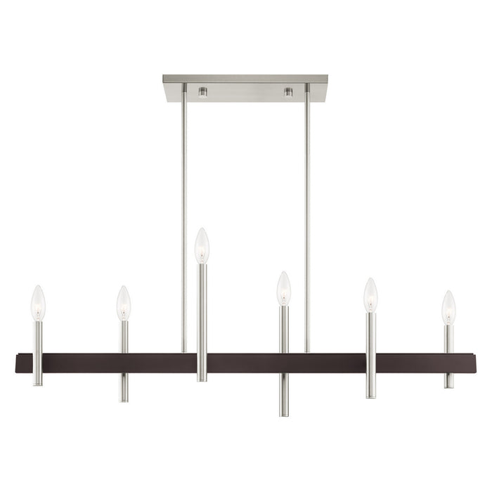 Six Light Chandelier from the Denmark collection in Brushed Nickel with Bronze Accents finish