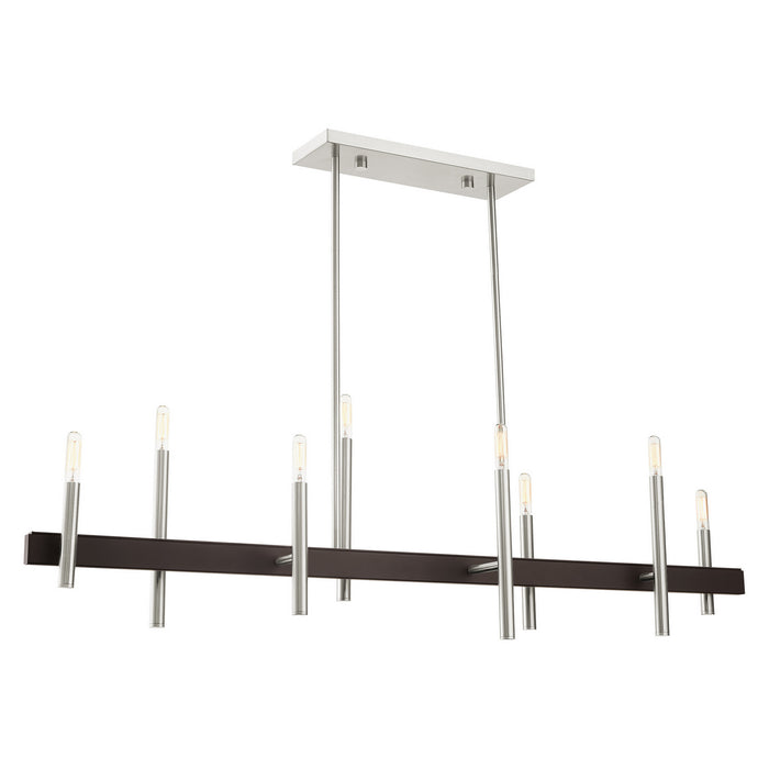 Eight Light Chandelier from the Denmark collection in Brushed Nickel with Bronze Accents finish