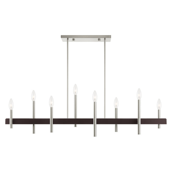 Eight Light Chandelier from the Denmark collection in Brushed Nickel with Bronze Accents finish