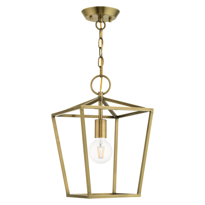 One Light Convertible Semi Flush/Lantern from the Devonshire collection in Antique Brass finish