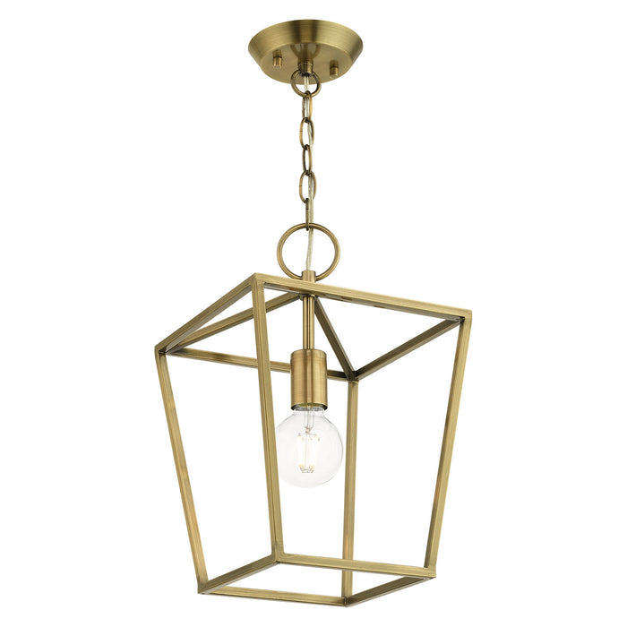 One Light Convertible Semi Flush/Lantern from the Devonshire collection in Antique Brass finish