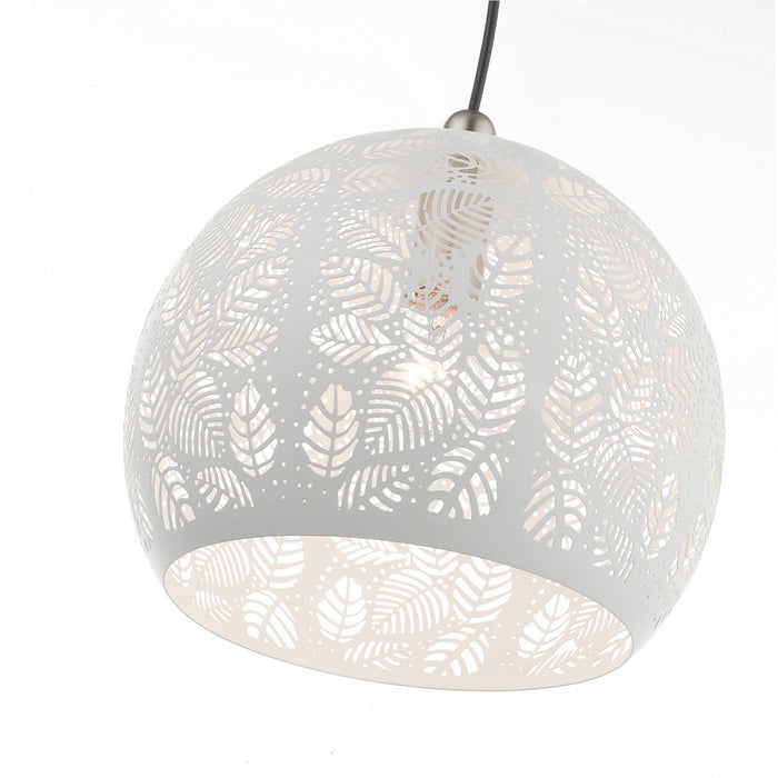 One Light Pendant from the Chantily collection in White with Brushed Nickel Accents finish