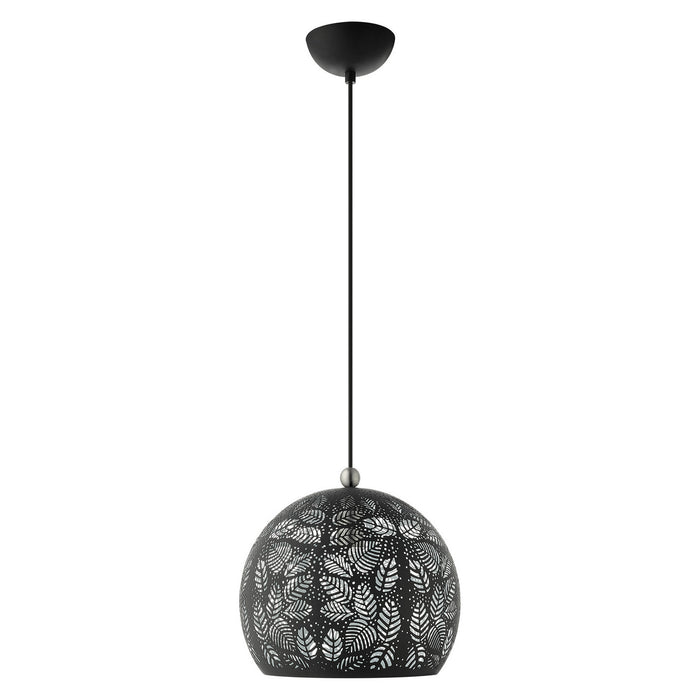 One Light Pendant from the Chantily collection in Black with Brushed Nickel Accents finish