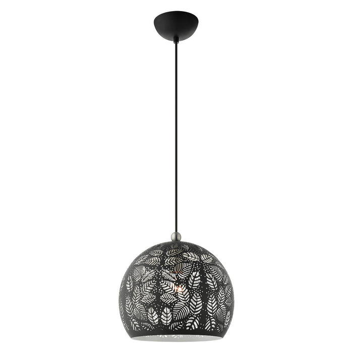 One Light Pendant from the Chantily collection in Black with Brushed Nickel Accents finish