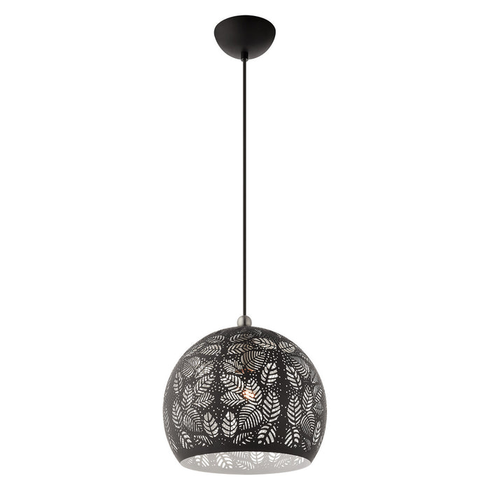 One Light Pendant from the Chantily collection in Black with Brushed Nickel Accents finish