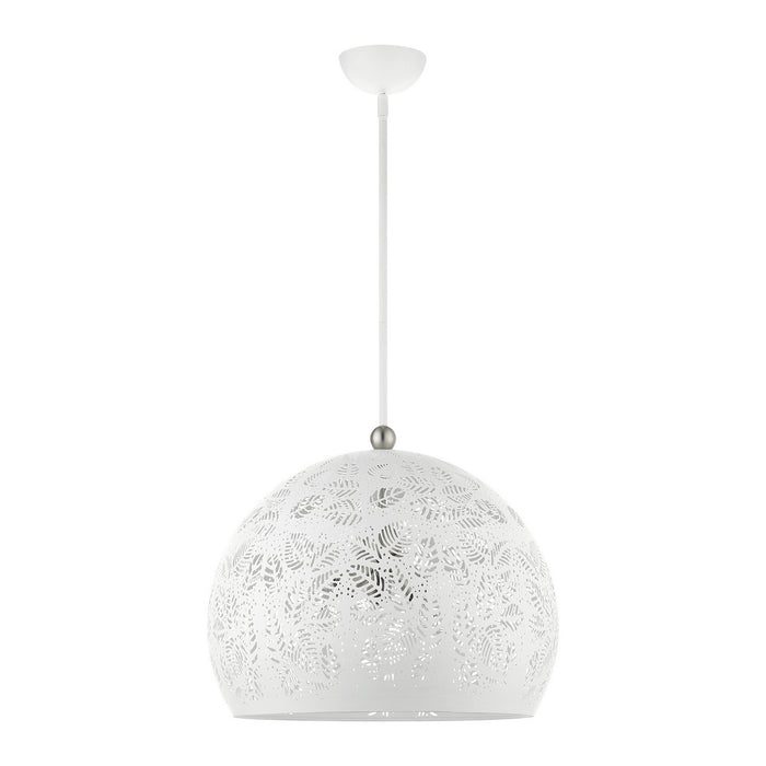 Three Light Pendant from the Chantily collection in White with Brushed Nickel Accents finish