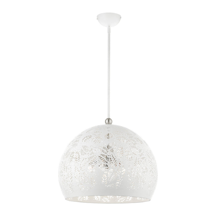 Three Light Pendant from the Chantily collection in White with Brushed Nickel Accents finish