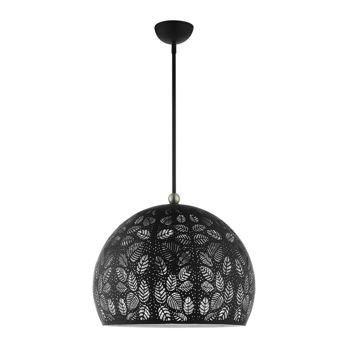 Three Light Pendant from the Chantily collection in Black with Brushed Nickel Accents finish