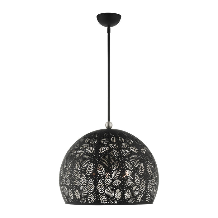 Three Light Pendant from the Chantily collection in Black with Brushed Nickel Accents finish