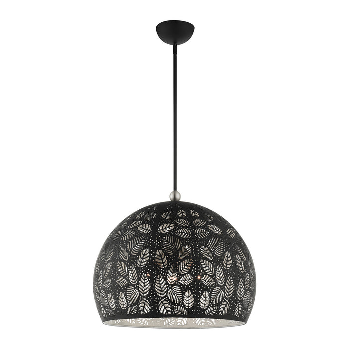 Three Light Pendant from the Chantily collection in Black with Brushed Nickel Accents finish