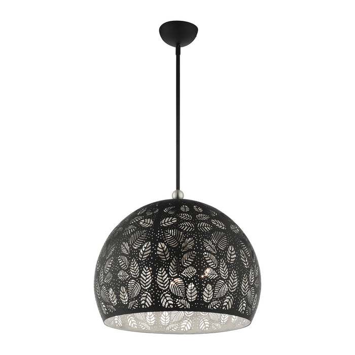 Three Light Pendant from the Chantily collection in Black with Brushed Nickel Accents finish