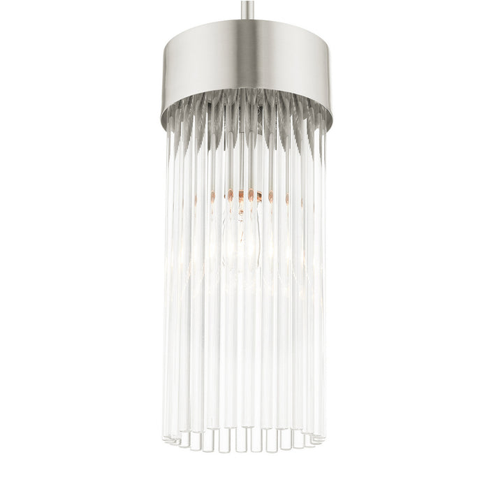 One Light Pendant from the Norwich collection in Brushed Nickel finish