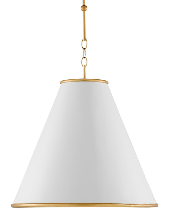 One Light Pendant in Painted Gesso White/Contemporary Gold Leaf/Painted Gold finish