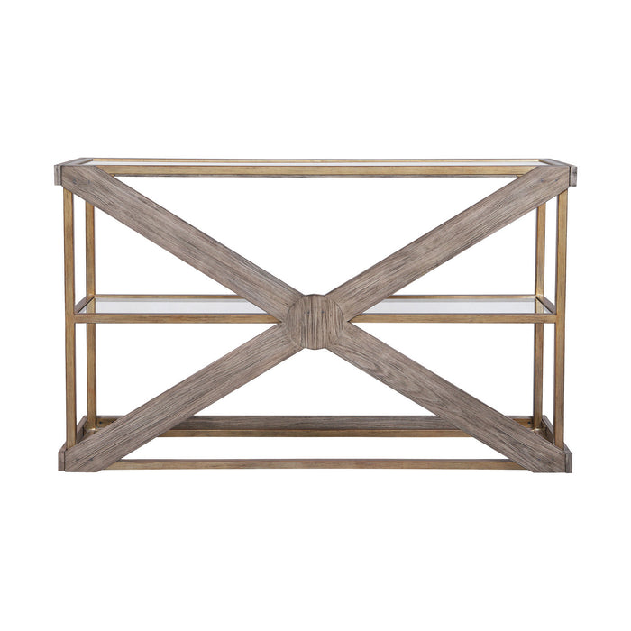 Console Table from the Jordrock collection in Gold, Natural Wood, Natural Wood finish
