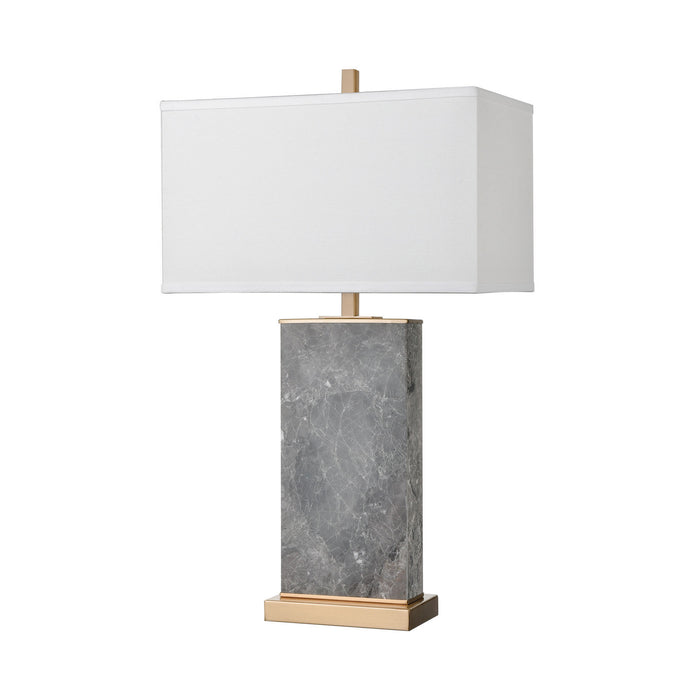 One Light Table Lamp from the Archean collection in Grey Marble, Cafe Bronze, Cafe Bronze finish