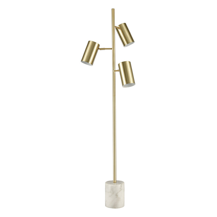 LED Floor Lamp from the Dien collection in Honey Brass, White Marble, White Marble finish