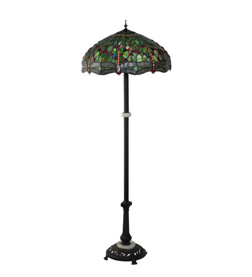 Three Light Floor Lamp from the Tiffany Hanginghead Dragonfly collection in Mahogany Bronze finish