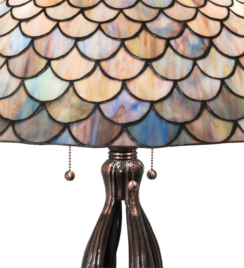 Three Light Table Lamp from the Tiffany Fishscale collection in Mahogany Bronze finish