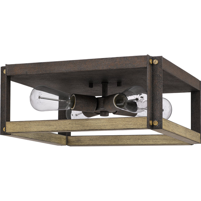 Four Light Flush Mount from the Finn collection in Rustic Black finish